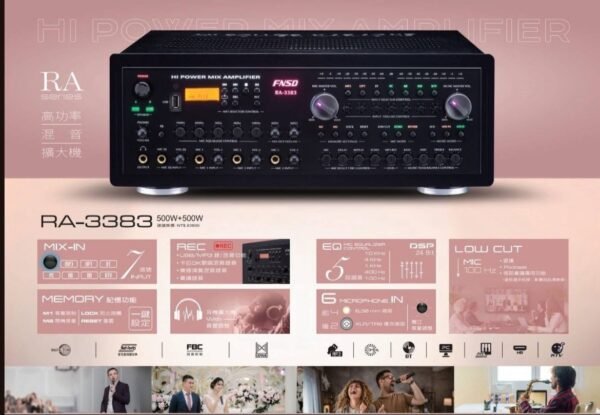 LINE_NOTE_251231_12 FNSD RA-3383 台灣大廠製造 專業24位元麥克風處理器+迴授抑制+USB/MP3錄音功能 卡拉OK混音擴大機 大功率500W+500W結帳輸入折扣碼ra3383再打折