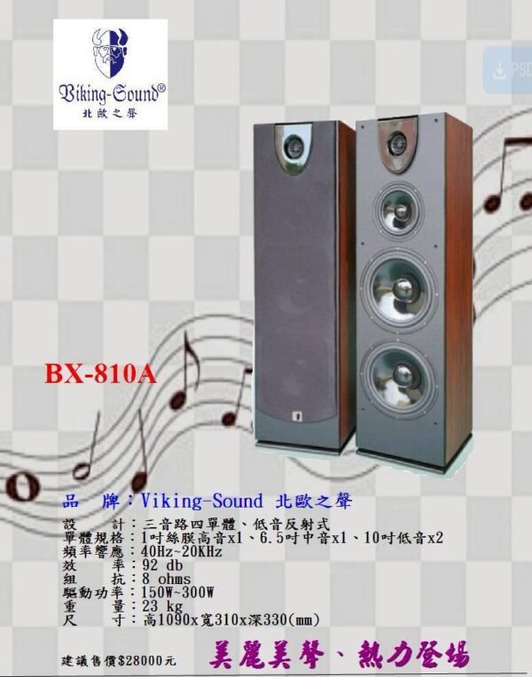 Biking-Sound 北歐之聲 BX-810A 專業卡拉OK落地式雙10吋喇叭 結帳輸入折扣碼bx810a再打折
