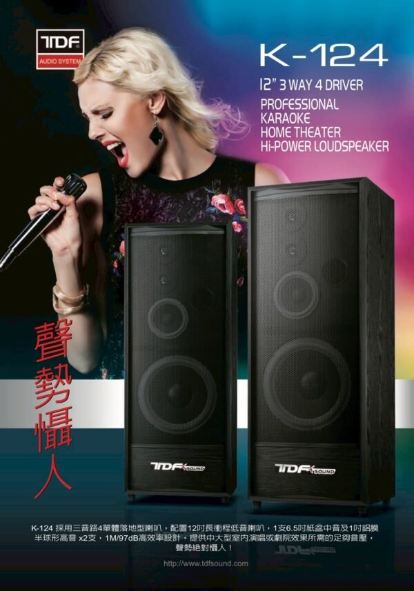 TDF 第壹 K-124 家庭劇院卡拉OK主聲道喇叭12吋低音喇叭三音路四單體 結帳輸入折扣碼k124再打折