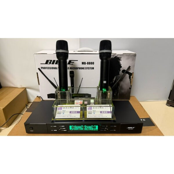 BIBLE MB-8800 雙通道UHF無線麥克風 專業級PLL 充電式鋰電池 音頭靈敏 金屬管身 結帳輸入折扣碼mb8800再打折